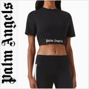 Palm Angels logo under band black tee XS